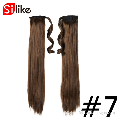 Long Blonde Color Curly Synthetic ponytail  Wrap Around straight Clip on ponytail hair extension for black women ponytail hair